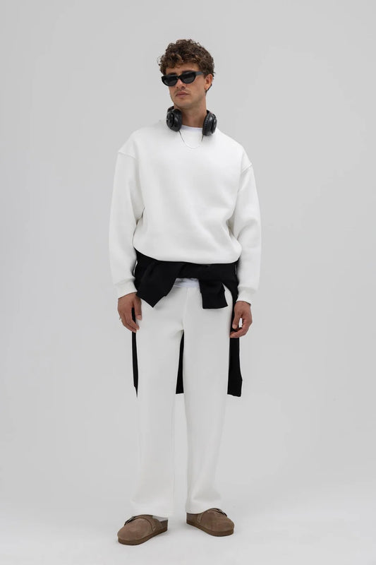 X-1001 Unisex Premium Fleece Sweatpants – White (3-Thread)