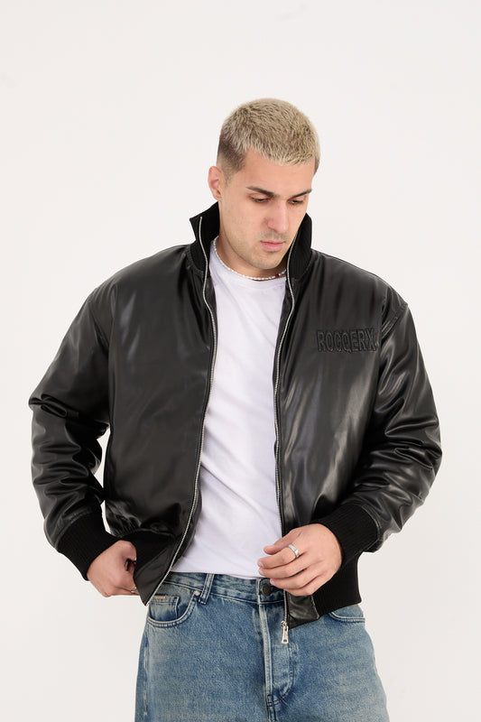 X-2028 Men’s Vegan Leather Biker Jacket – Black