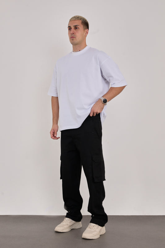 X-1007 Denim Cargo Pants – Black