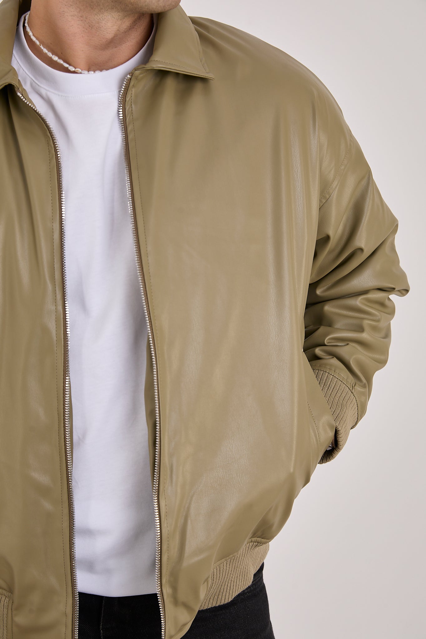 X-2015 Men’s Minimal Bomber Jacket – Khaki Green