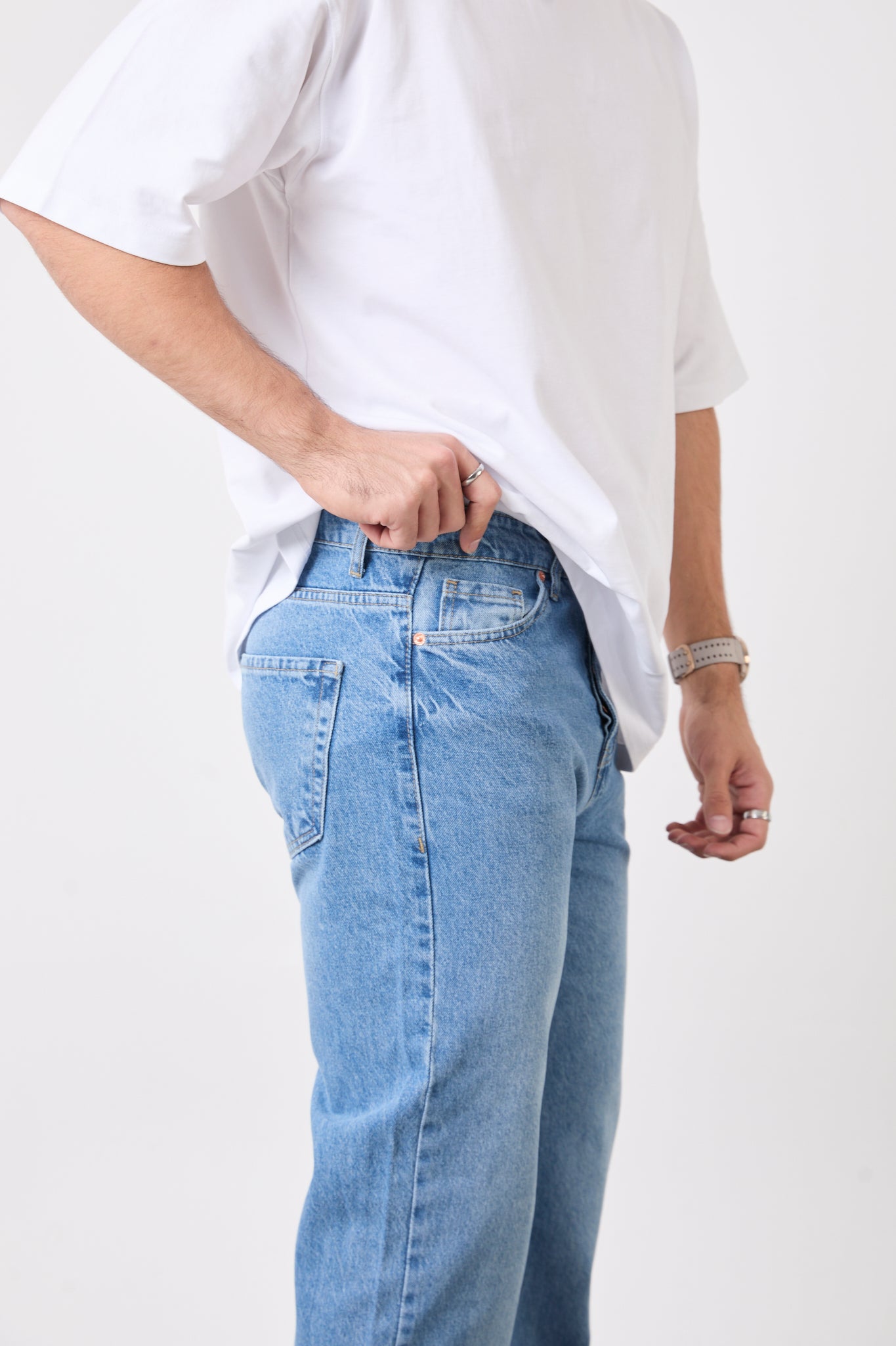 T-2608 Men’s Baggy Fit Jeans – Light Blue