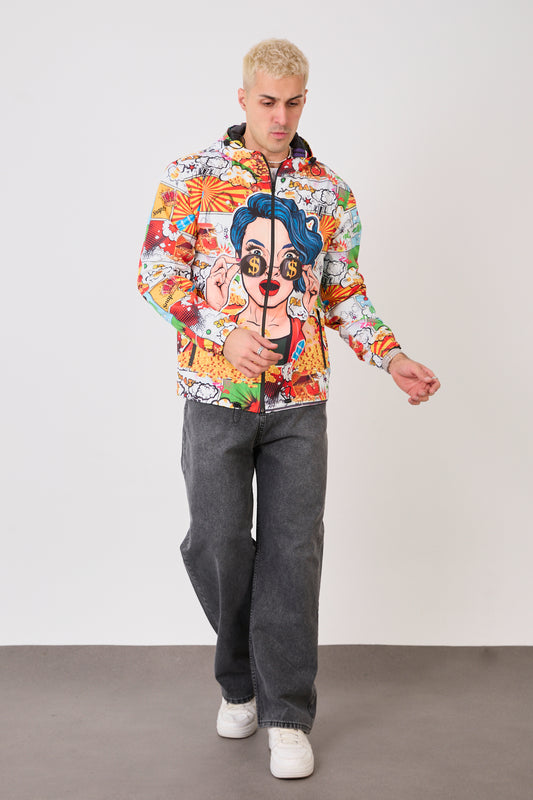 R-2135 Unisex Graphic Pop Art Rain Jacket