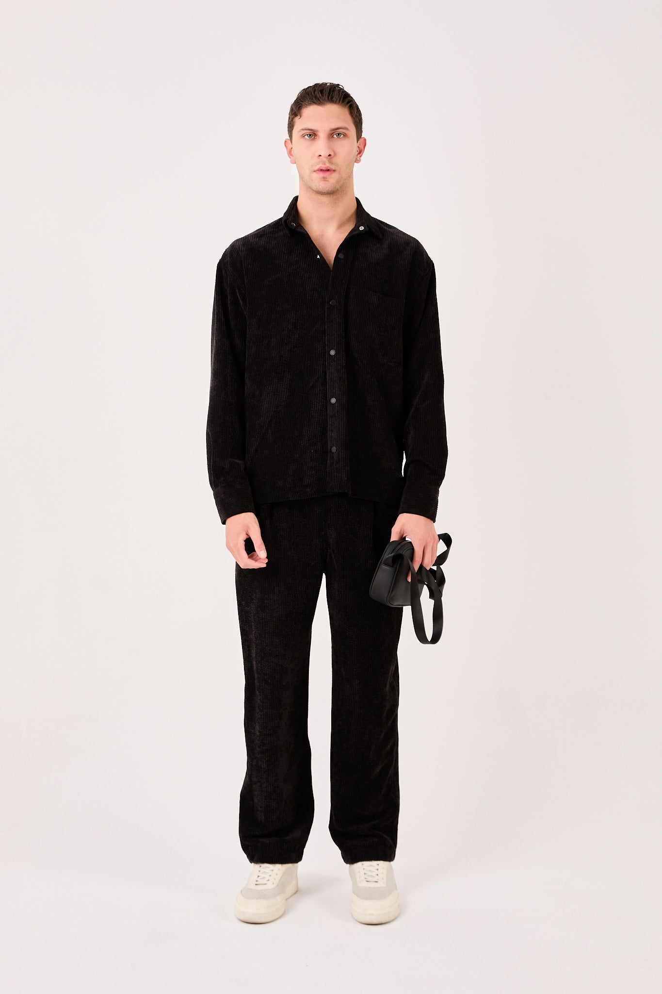 Men’s Corduroy Set  Black Shirt & Trousers