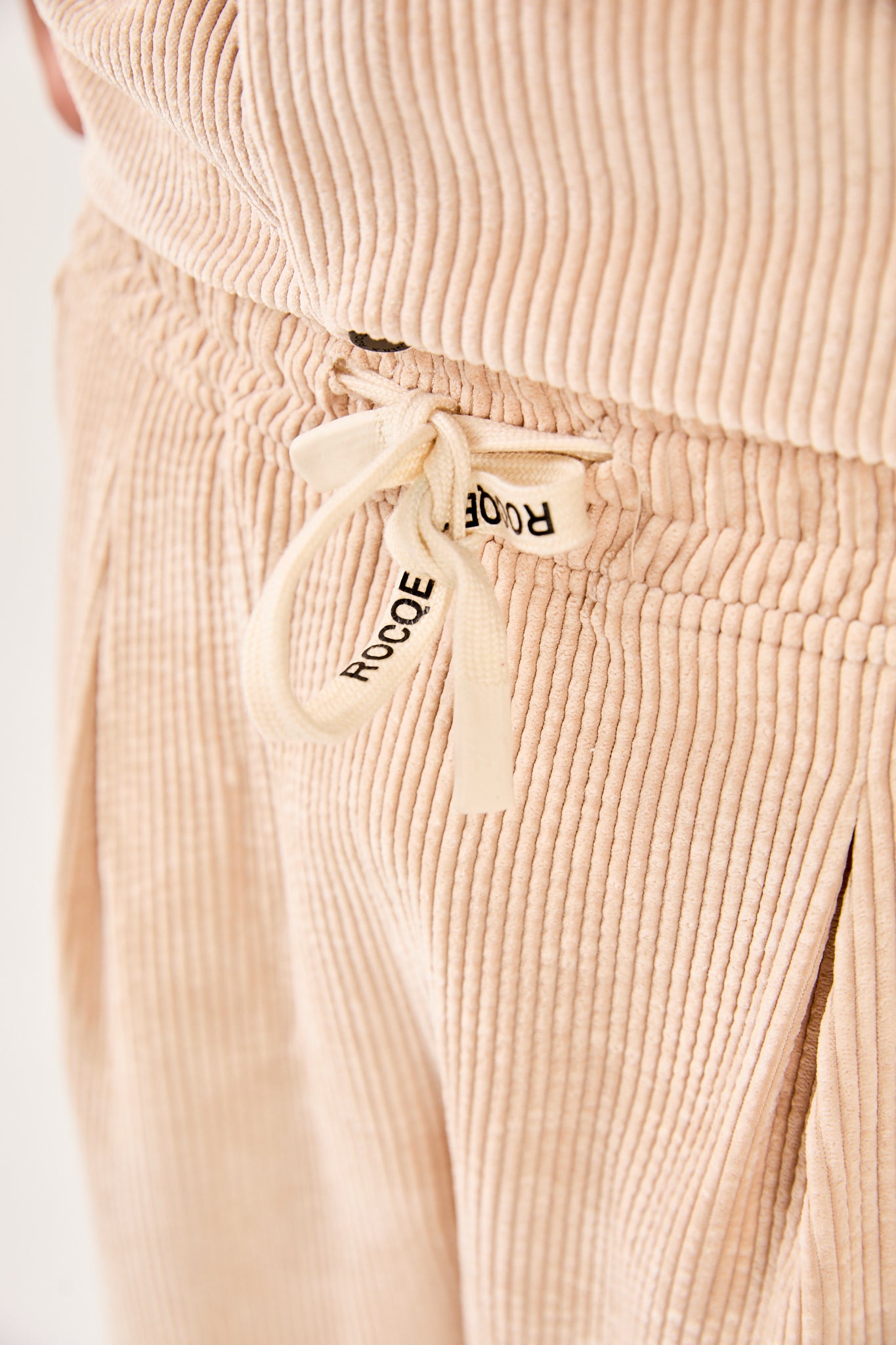 X-1004 Mens Corduroy Lounge Pants Cream Relaxed Fit Drawstring Waist Side Pockets