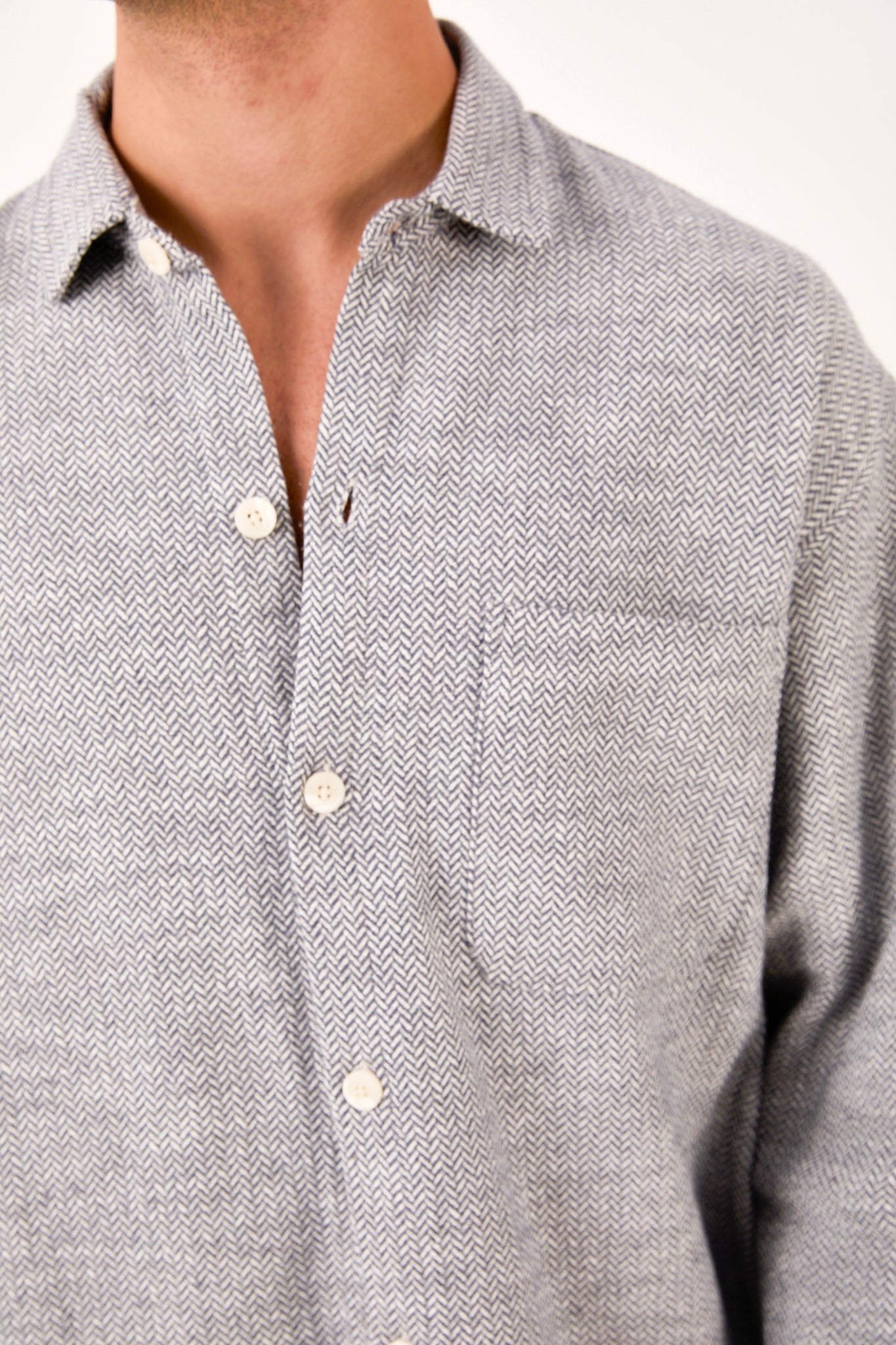 X-001 Men’s Textured Grey Shirt – Button-Down, Chest Pocket, Regular Fit