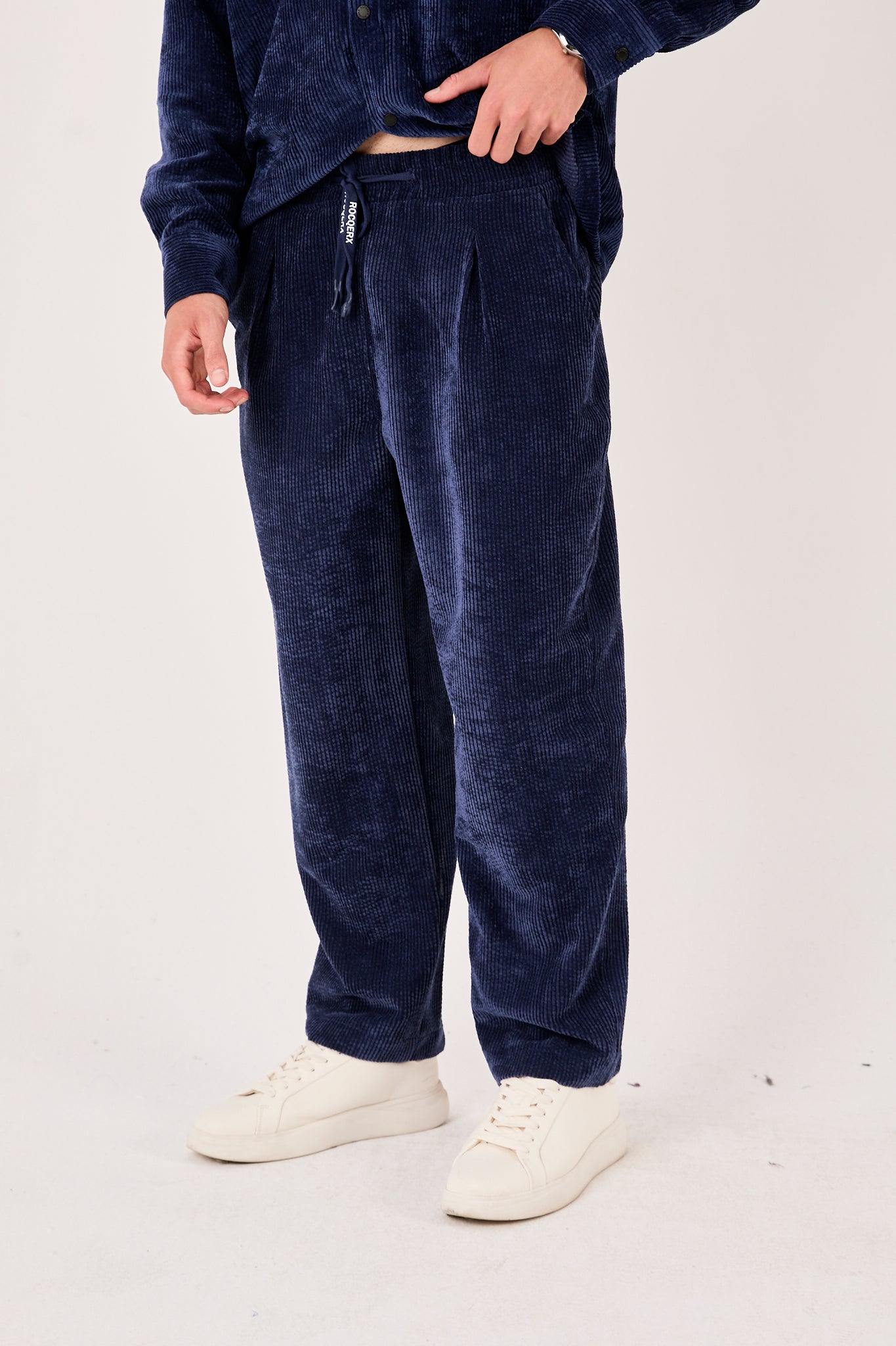 Men’s Corduroy Set – Navy Shirt & Trousers