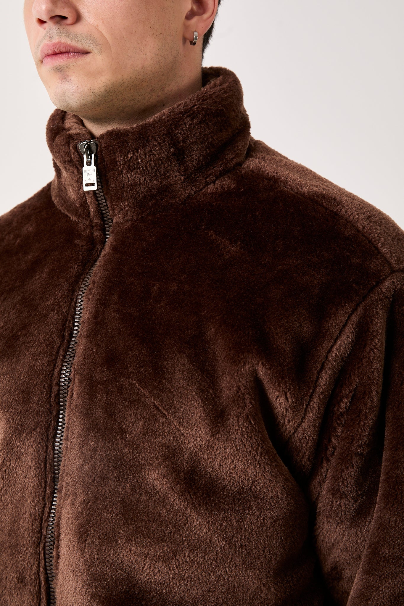 5811 Brown Plush Zip-Up Jacket