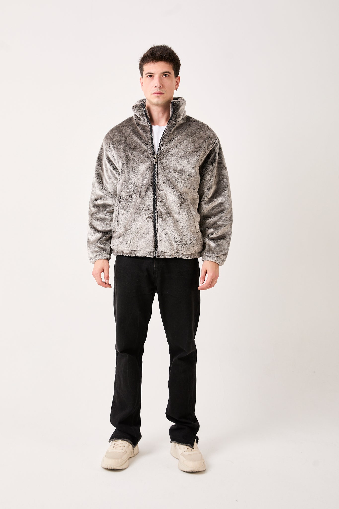 5811 Grey Plush Zip-Up Jacket