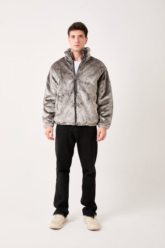 5811 Grey Plush Zip-Up Jacket