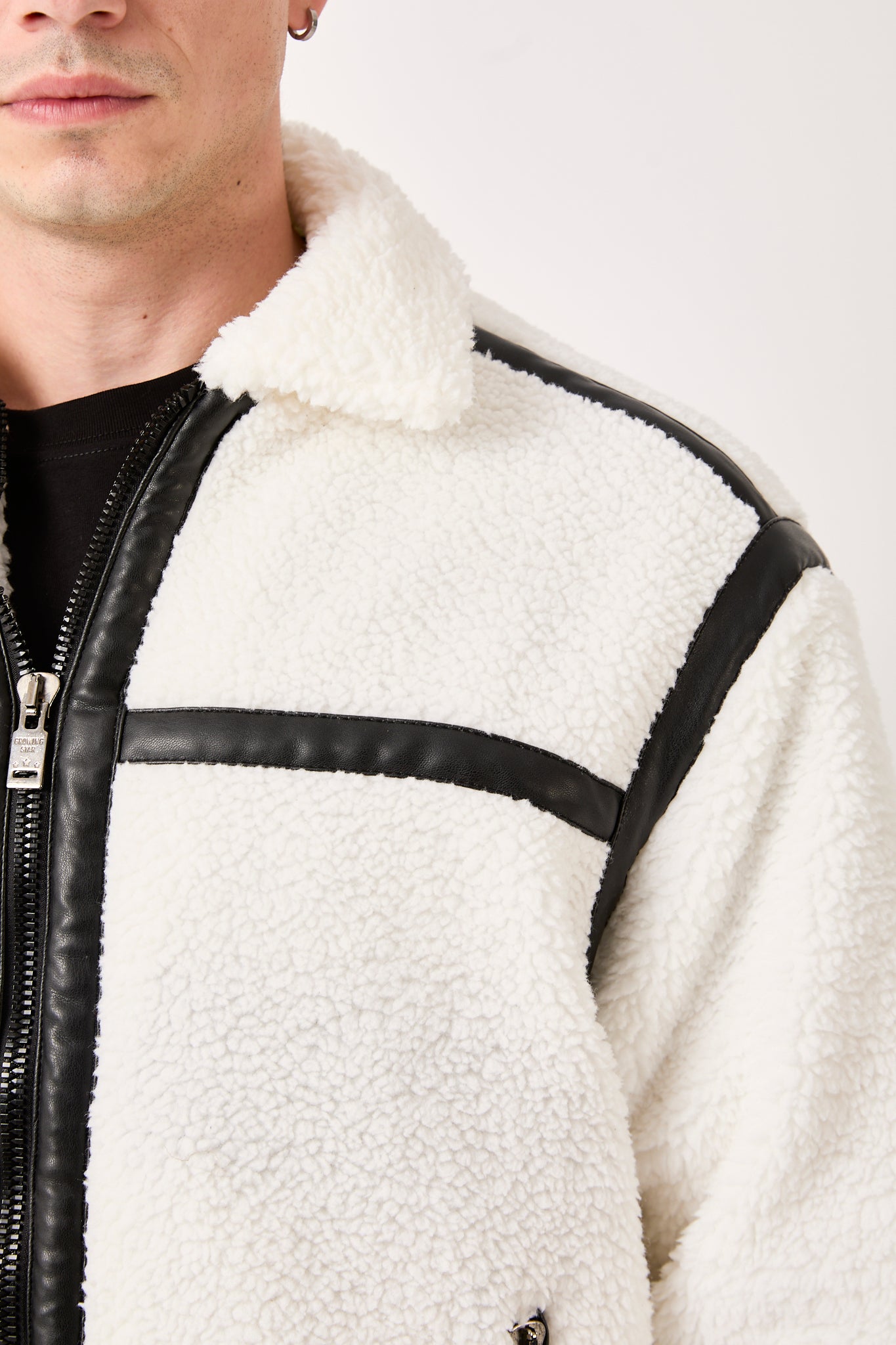 5822 – White Sherpa Jacket with Black Details