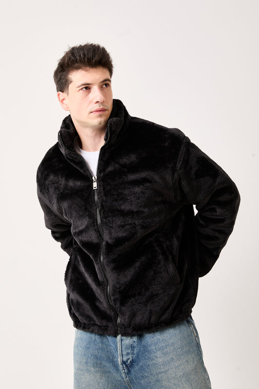5811 Black Plush Zip-Up Jacket