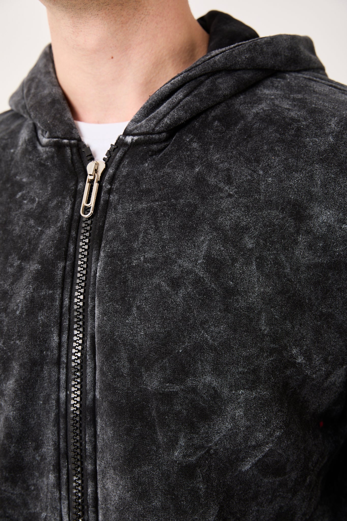 Washed Black Zip-Up Hoodie – X-2002