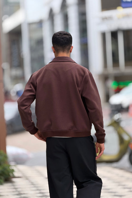 X-2025 Men’s Premium Brown Utility Pocket Kaşe Jacket