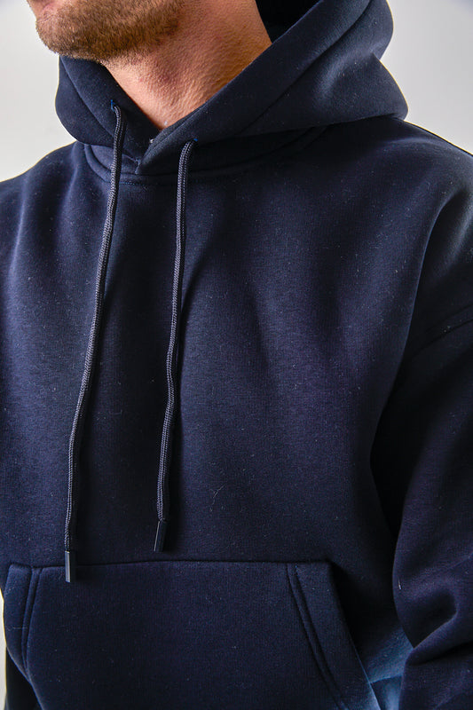 X-4008 Unisex Oversized Heavy Fleece Hoodie – Navy Polar Lined