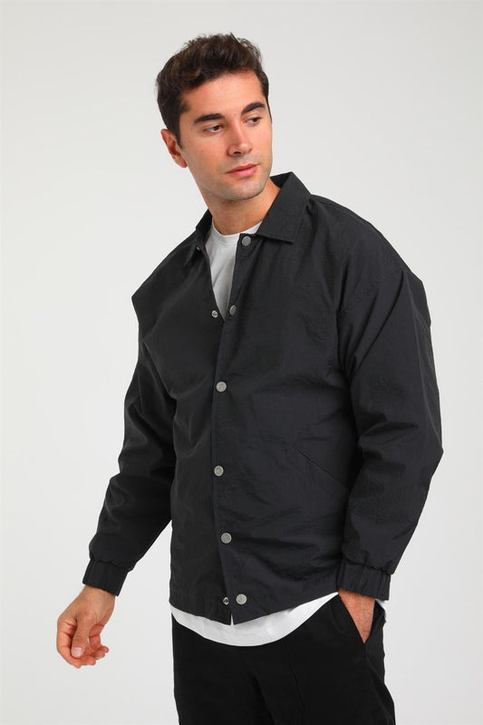 R-2375 Modern Parachute Shell Jacket – Lined Interior, Snap Fastening