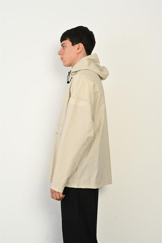 R-2448  Packable Hooded Anorak – Half-Zip, 100% Polyester