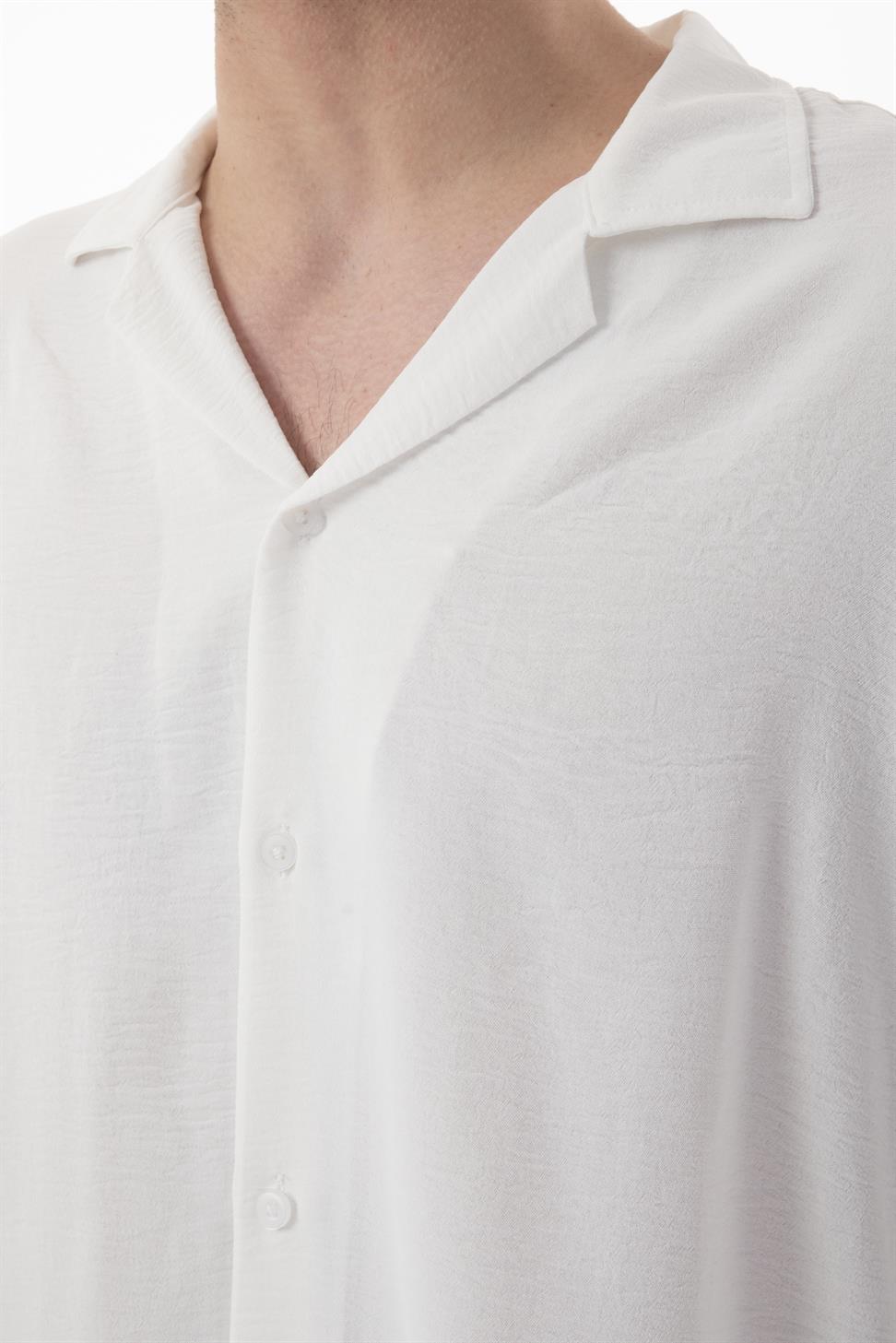 R-3575 Men’s Oversize Long Sleeve Polyester Aerobin Shirt – Cuban Collar, Relaxed Fit