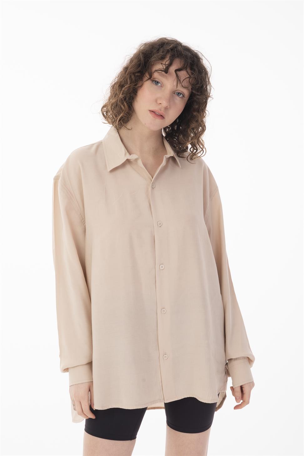 R-3575 Men’s Oversize Long Sleeve Polyester Aerobin Shirt – Cuban Collar, Relaxed Fit
