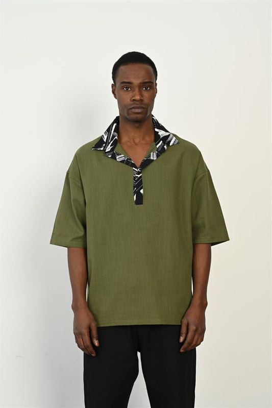 R-3953 Smart Cotton-Linen Long-Sleeve Shirt – Garni Trim, 100% Woven