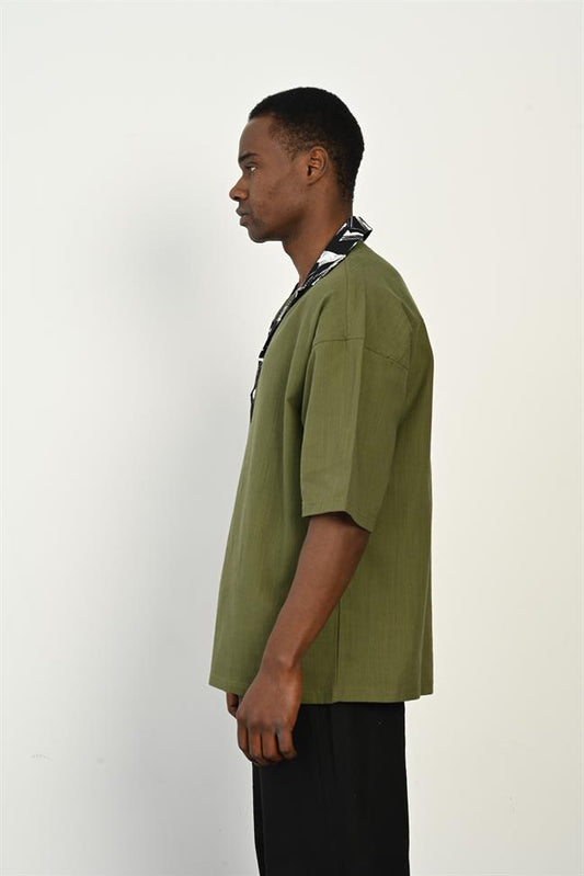 R-3953 Smart Cotton-Linen Long-Sleeve Shirt – Garni Trim, 100% Woven