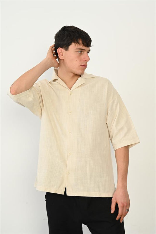 R-3954 Classic Cotton-Linen Shirt – Back “Imaginary” Embroidered Detail