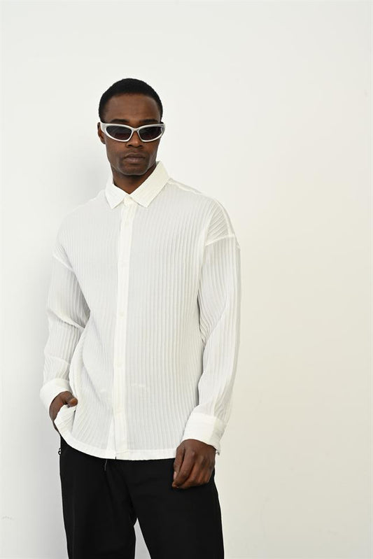 R-3975 Modern Stretch Shirt with Stand Collar