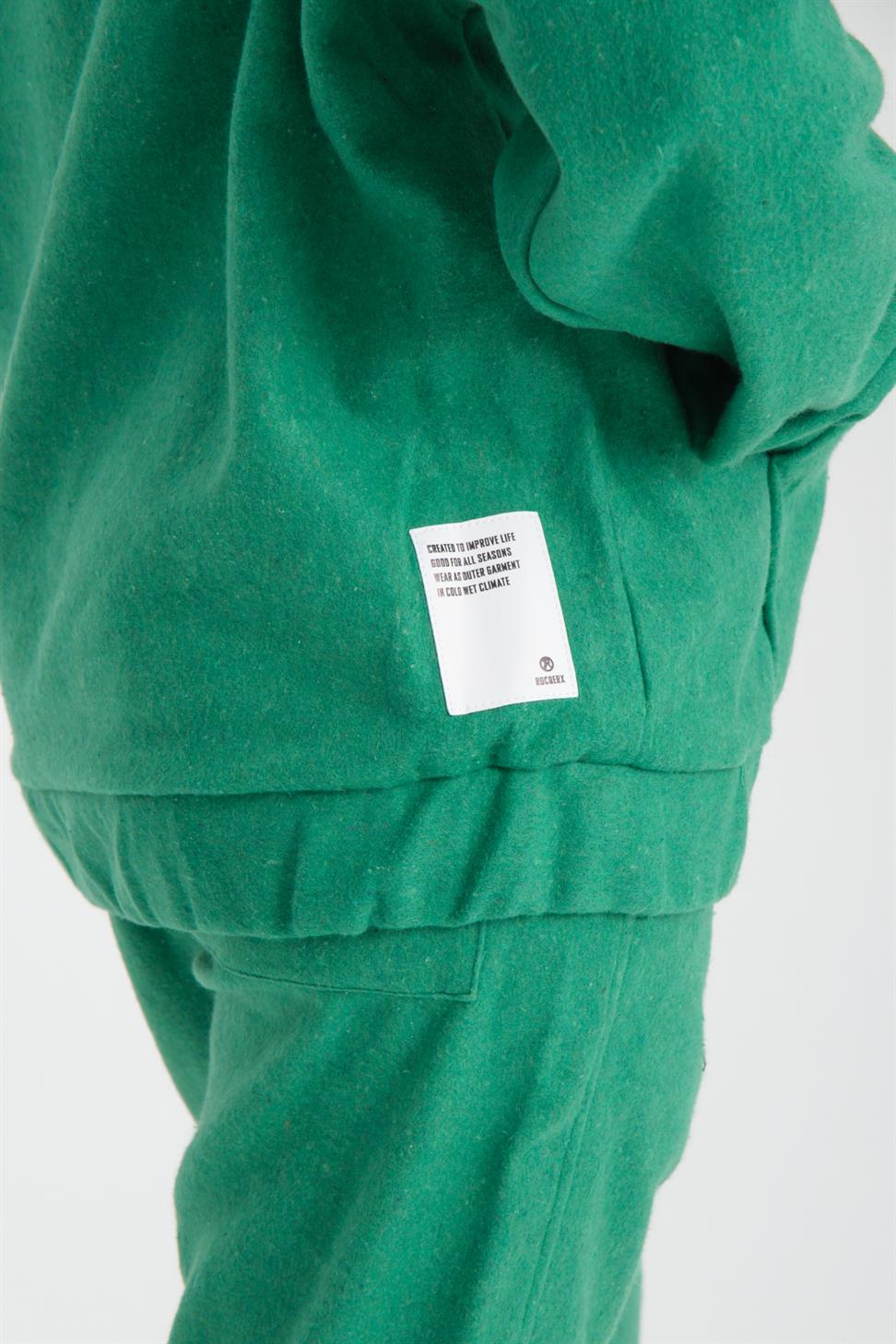 R-5673/4283 Green Kangaroo Pocket Elastic Hem Fleece Set