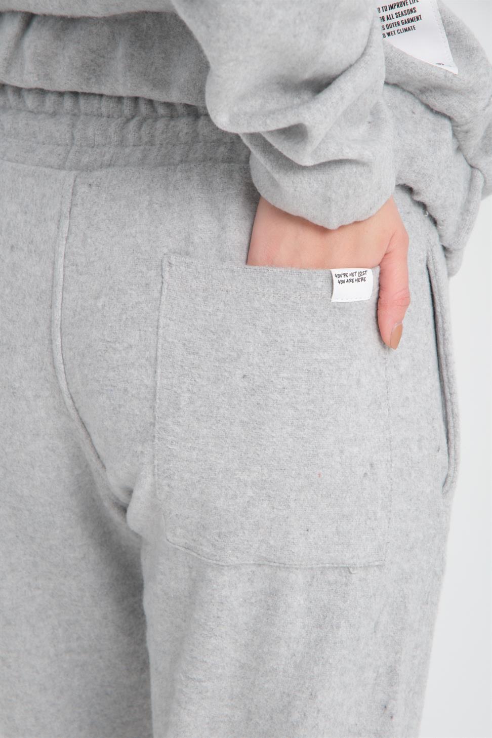 R-5673/4283 Grey Kangaroo Pocket Elastic Hem Fleece Set