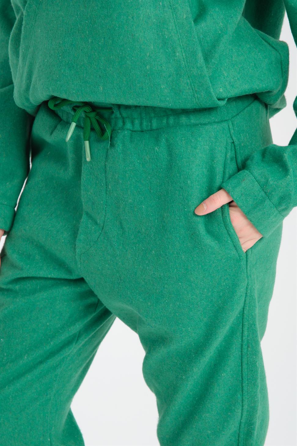 R-5673/4283 Green Kangaroo Pocket Elastic Hem Fleece Set