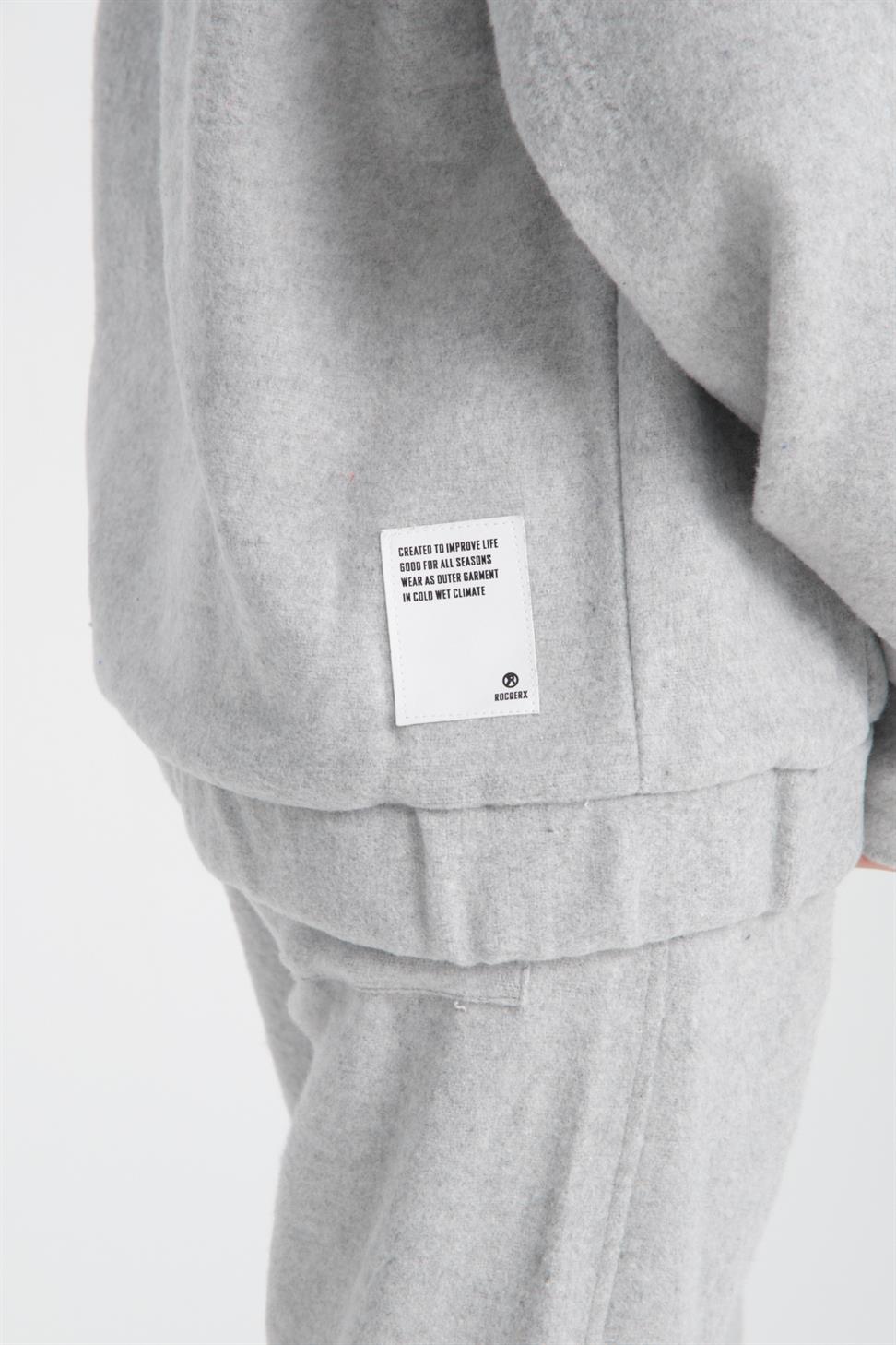 R-5673/4283 Grey Kangaroo Pocket Elastic Hem Fleece Set