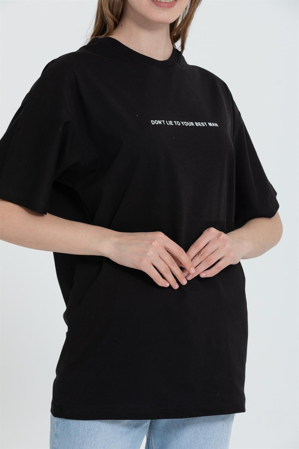 R-5714 Bisiklet Yaka Arka Yüz Baskılı T-shirt