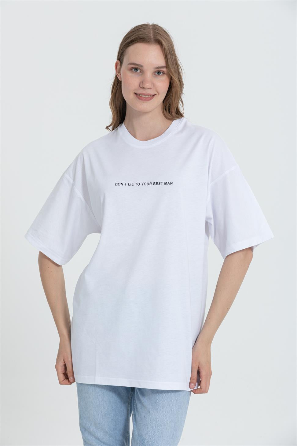 R-5714 Bisiklet Yaka Arka Yüz Baskılı T-shirt