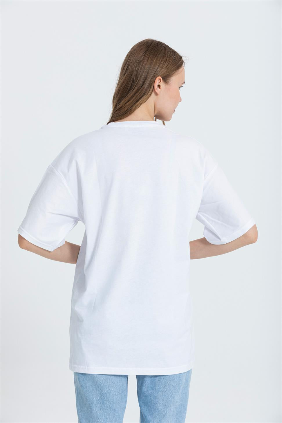 R-5739 Bisiklet Yaka Very Baskılı Oversize T-shırt