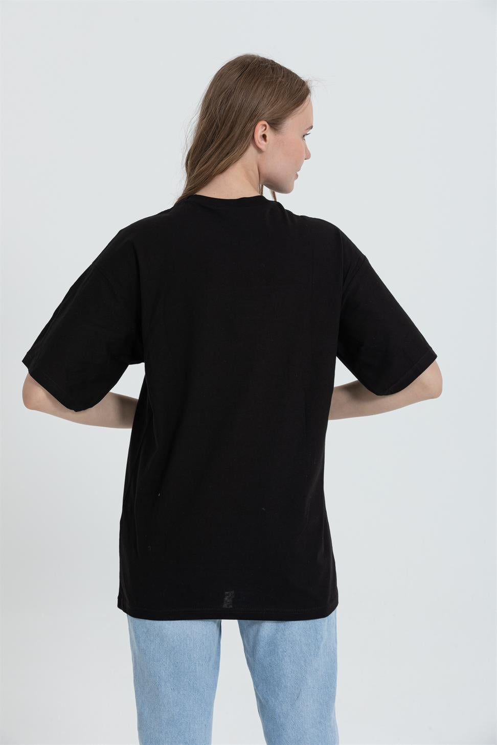 R-5739 Bisiklet Yaka Very Baskılı Oversize T-shırt