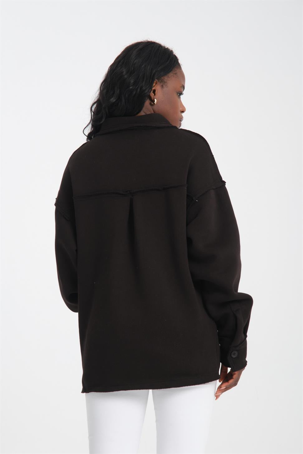 R-5750 Jacket Collar Raw Seam Fleece Sweatshirt