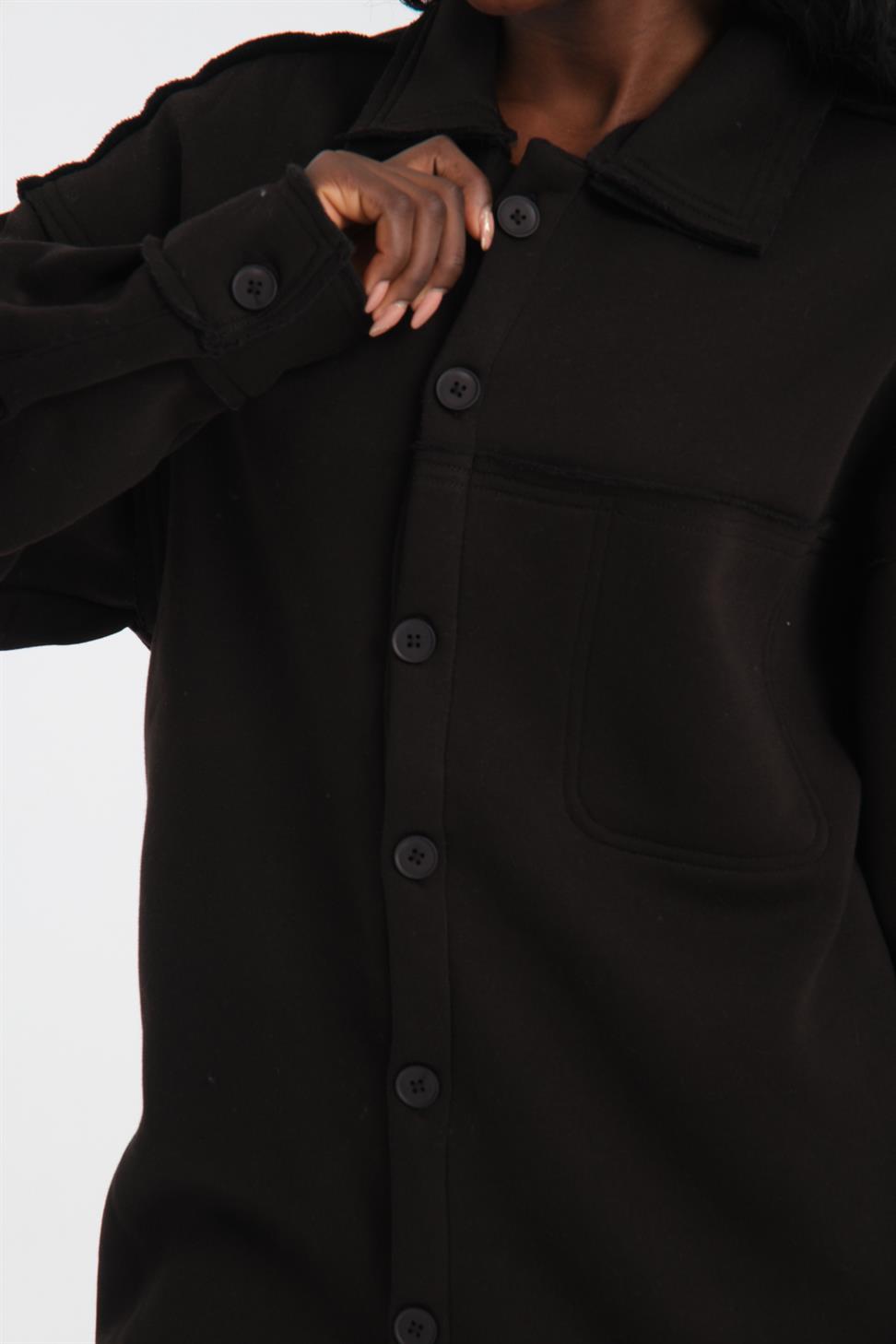 R-5750 Jacket Collar Raw Seam Fleece Sweatshirt