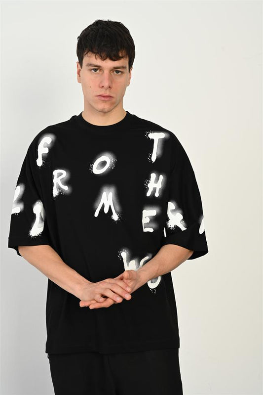 R-5759 Essential Oversized Single Jersey Tee – Letter Print