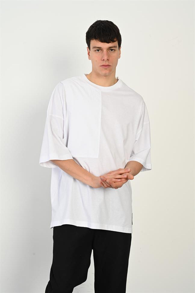 R-5765 Paraşüt Garni Detaylı Oversize Süprem Tişört