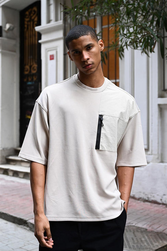 R-5771 Modal Blend T-Shirt  Contrast Zipper Tape Sleek Finish