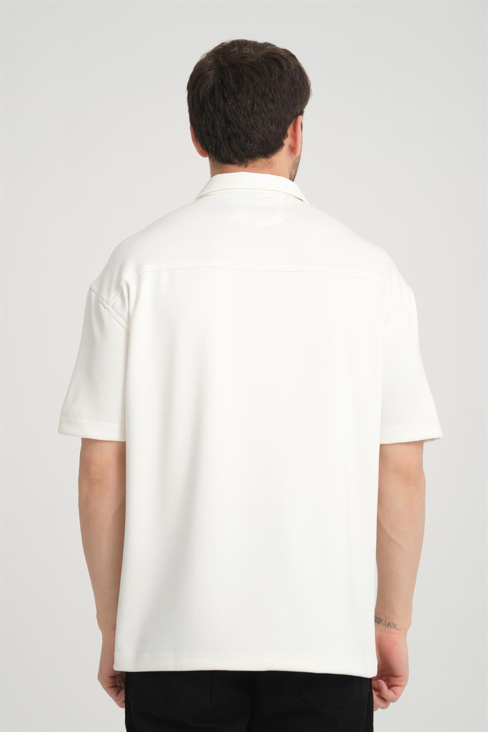 R-5812 Half-Placket Zipper Detail Scuba T-Shirt