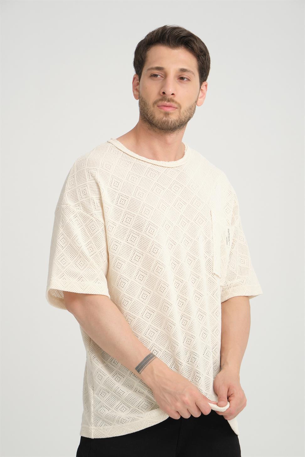 R-5832 Single Pocket Detail Knit T-Shirt