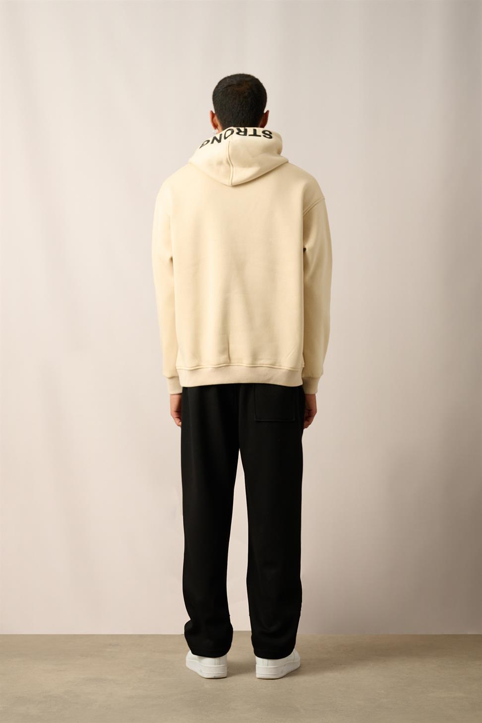 R-5841 Hooded Embroidered Fleece Sweatshirt – Beige