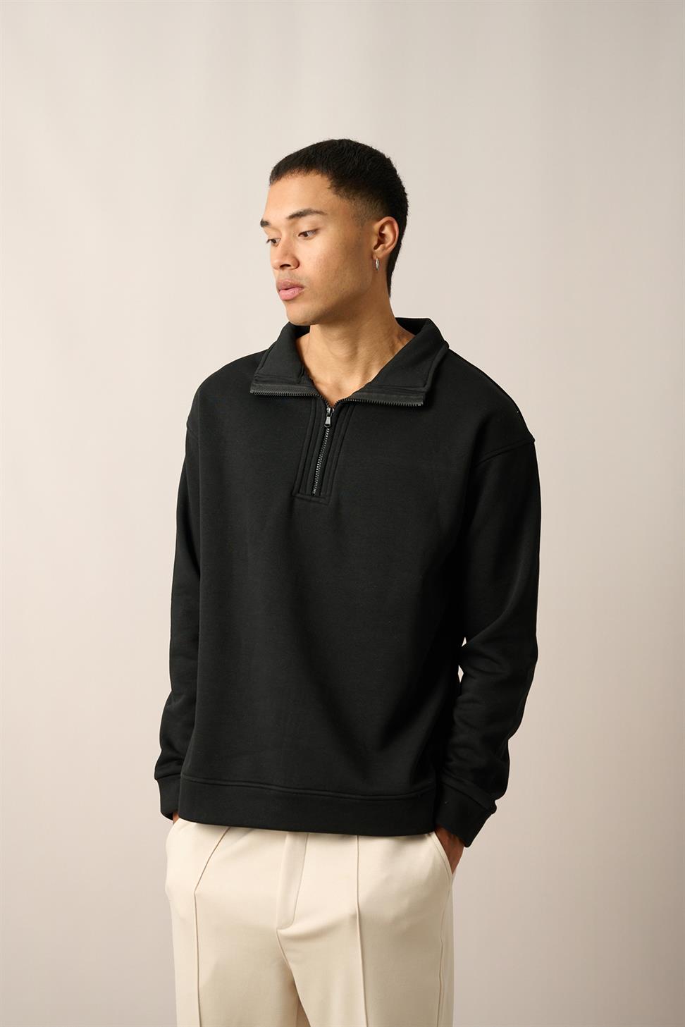 R-5844- 1 Anthracite Crew Neck Long Sleeve Knit Sweatshirt