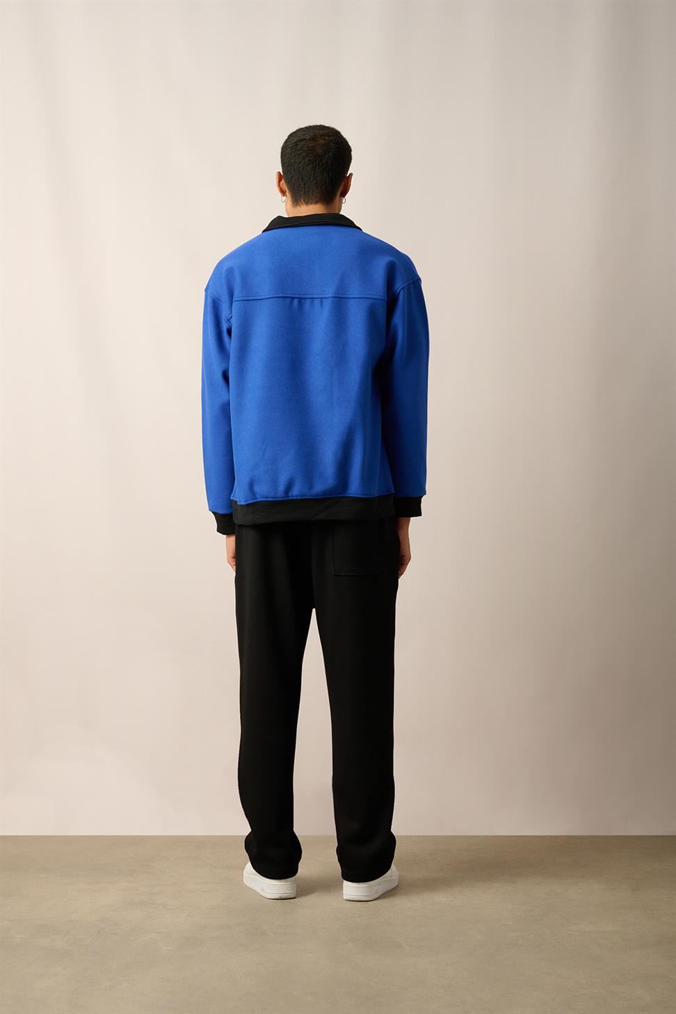 R-5844 Royal Blue Half-Zip Contrast Detail Fleece Sweatshirt