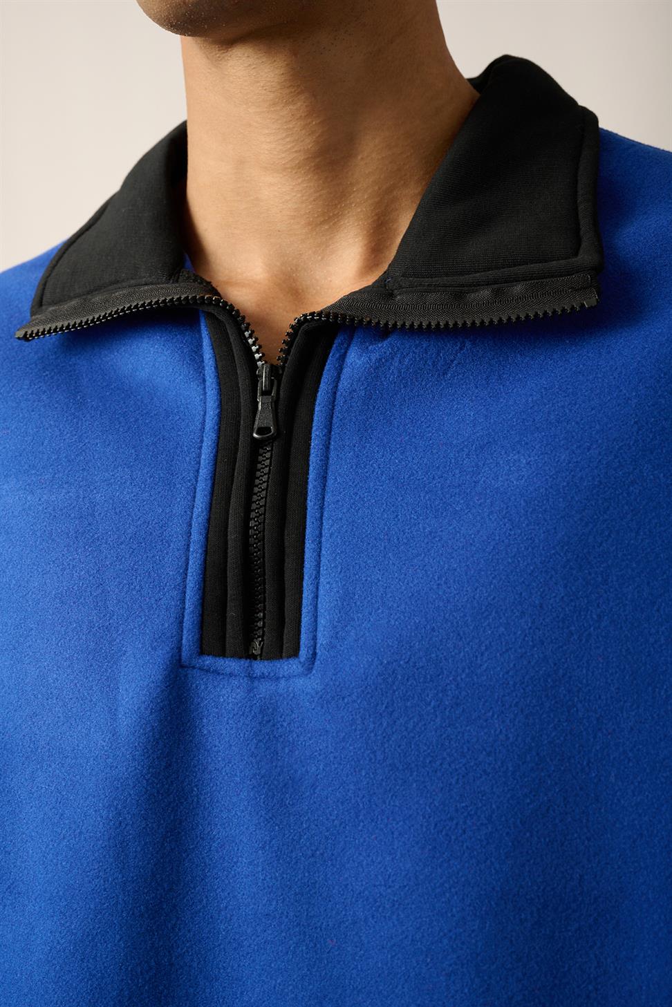 R-5844 Royal Blue Half-Zip Contrast Detail Fleece Sweatshirt