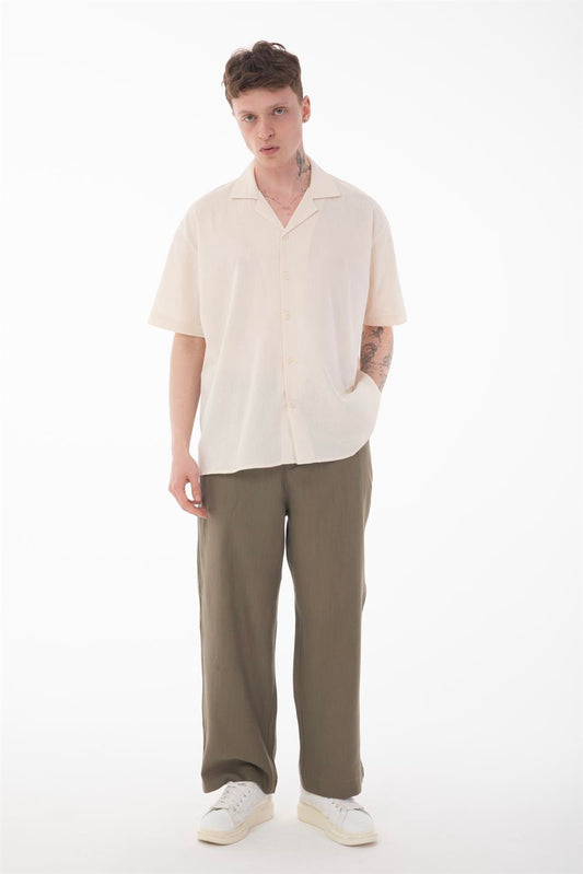 R-6045 Men’s Cuban Collar Short Sleeve Crinkle Shirt – Lightweight & Relaxed Fit