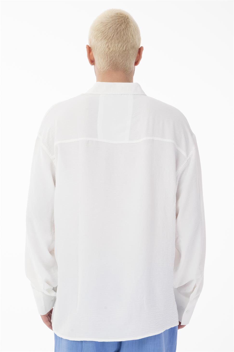 R-6047 Men’s Stand Collar Long Sleeve Shirt – 100% Polyester Aerobin Fabric, Oversize Fit