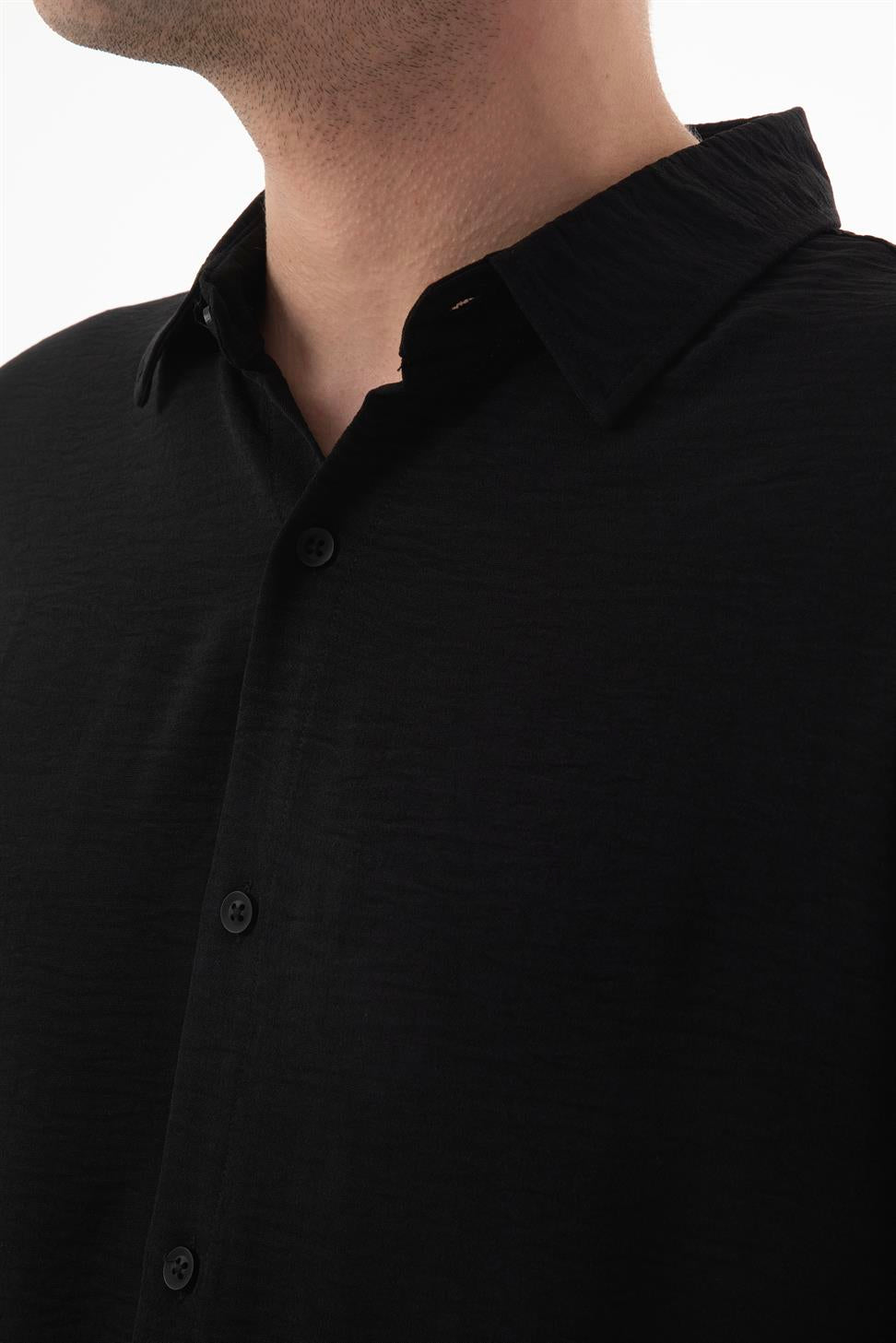 R-6047 Men’s Stand Collar Long Sleeve Shirt – 100% Polyester Aerobin Fabric, Oversize Fit