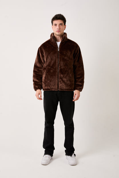 5811 Brown Plush Zip-Up Jacket