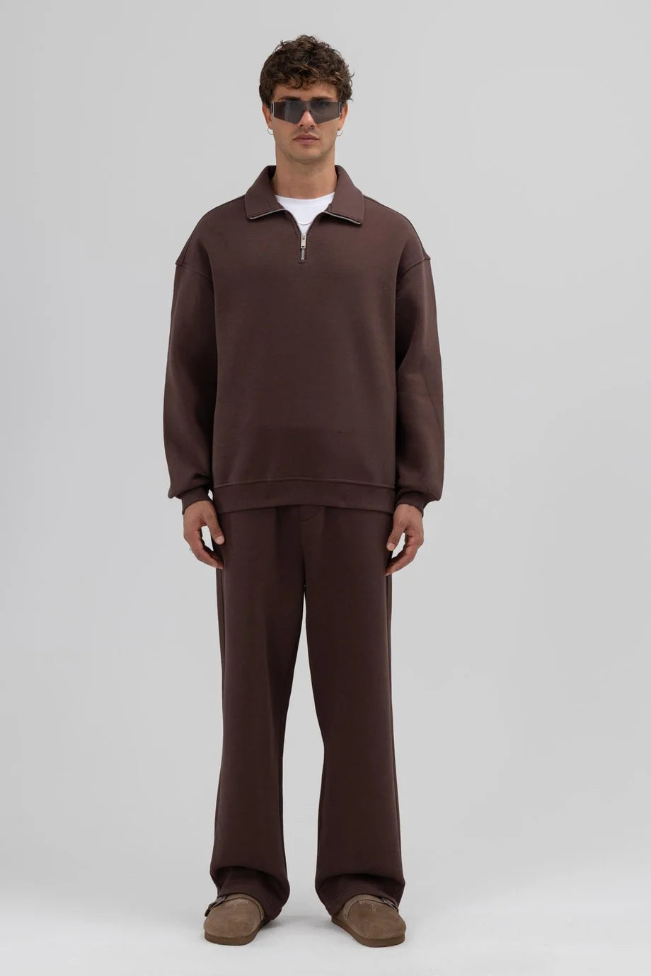 Unisex Premium Fleece Sweatpants – Dark Brown (3-Thread)